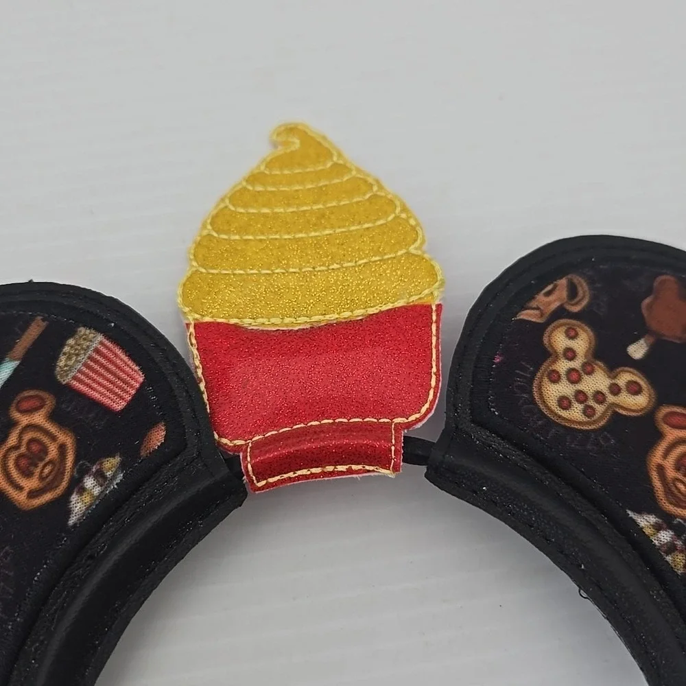 Disney Mickey Mouse Ears Headband - Snacks Cookies Pattern w/ Cupcake‎ Topper